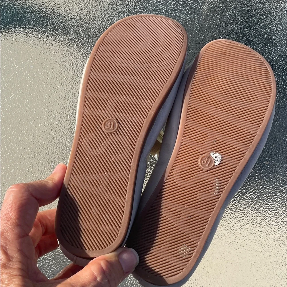Fashion Brand Co Balletcore Cream Leather Pearl Strap Ballet Slippers EUR 31